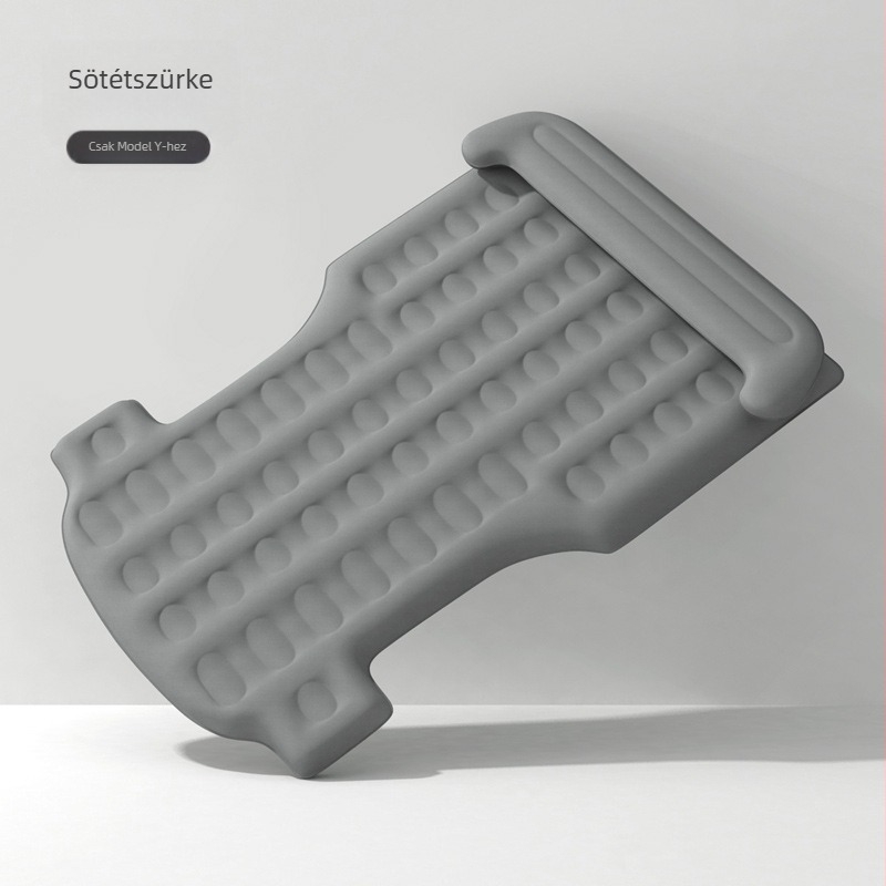 Tesla Model Y hátsó üléshez autópadló, vastag flock anyag, elektromos felfújás, max terhelhetőség 500 kg, logó nyomtatva