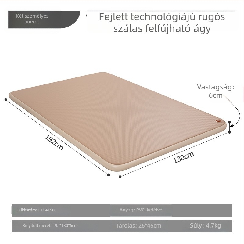 Kempingezhető felfújható ágy külső pumpával, kézi felfújás, tömege 2,5 kg, teherbírás 500 kg, felülete kompozit anyagból
