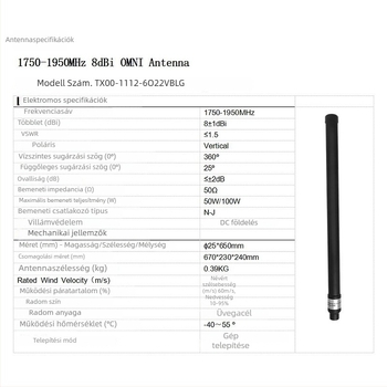 TX TELSIG FRP vízálló omnidirekcionális antenna UAV repülésirányításhoz, 760-860 MHz, 8 dBi