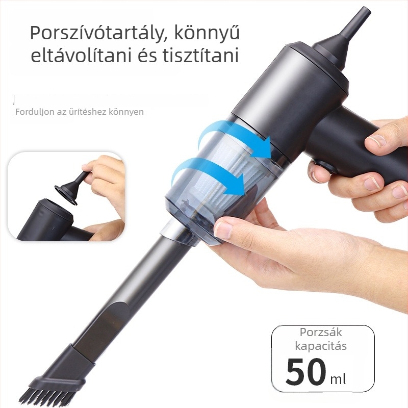 Kézi, vezeték nélküli porszívó, 5500 Pa szívóerő, 45 W, 3,7 V, újratölthető