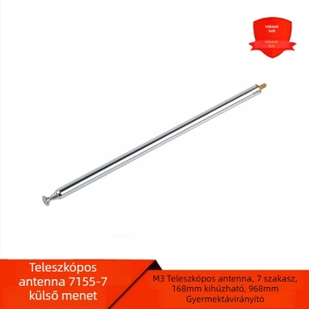 Teleszkópos antenna rúd, külső M3 menet, 7 részes, kinyitható játék távirányítóhoz