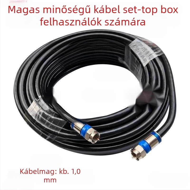 Krimp típusú jelvezető csatlakozó antenna és műholdas TV-hez, nagyfrekvenciás fej, zárt krimp-kapcsoló, tápkábel a set-top boxhoz