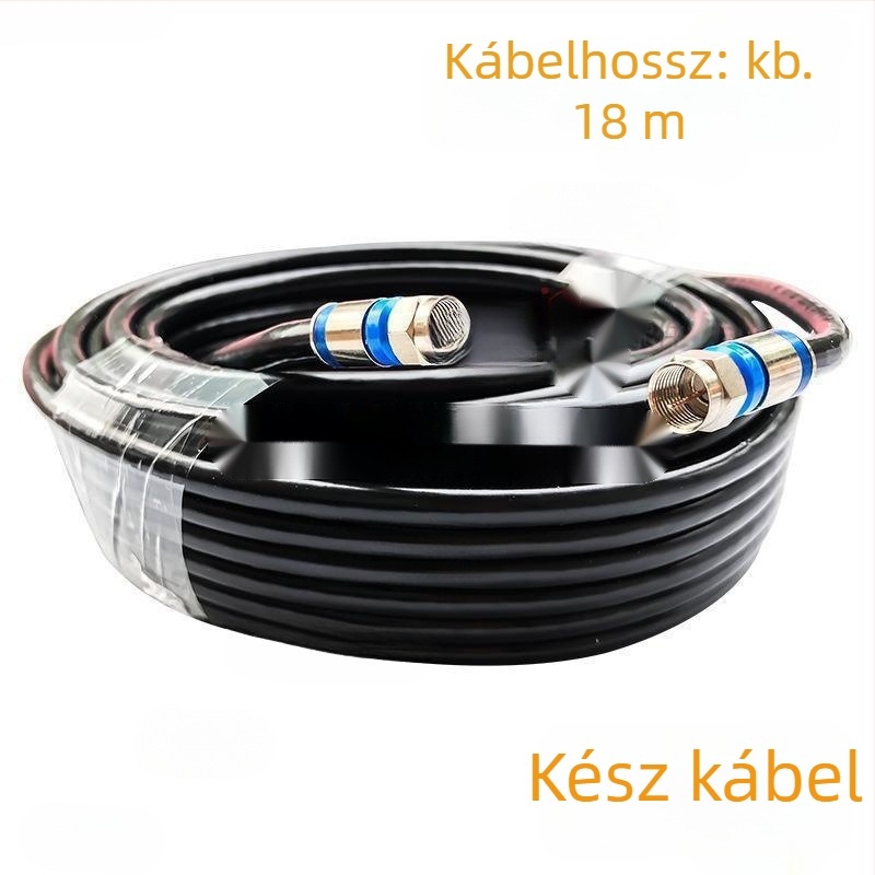 Krimp típusú jelvezető csatlakozó antenna és műholdas TV-hez, nagyfrekvenciás fej, zárt krimp-kapcsoló, tápkábel a set-top boxhoz