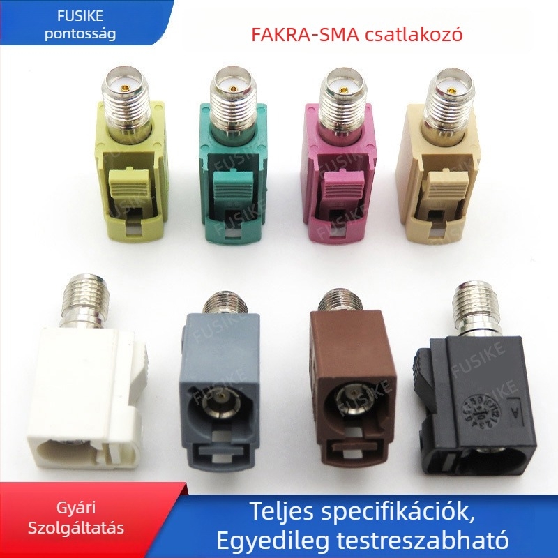 FSK Fakra board-end csatlakozó GPS antenna jeladó, Fakra női– SMA csatlakozó menetes hím, autóipari csatlakozó