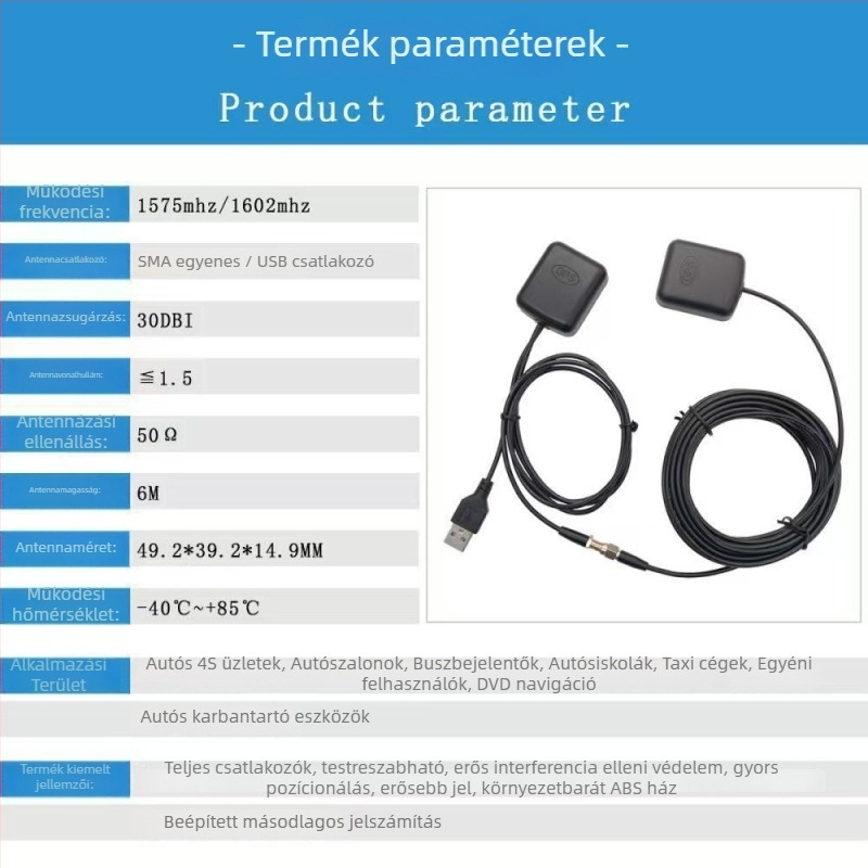 Beidou GPS-szel ellátott autó navigátor erősítővel, hordozható antenna jelátvivő transzponderrel