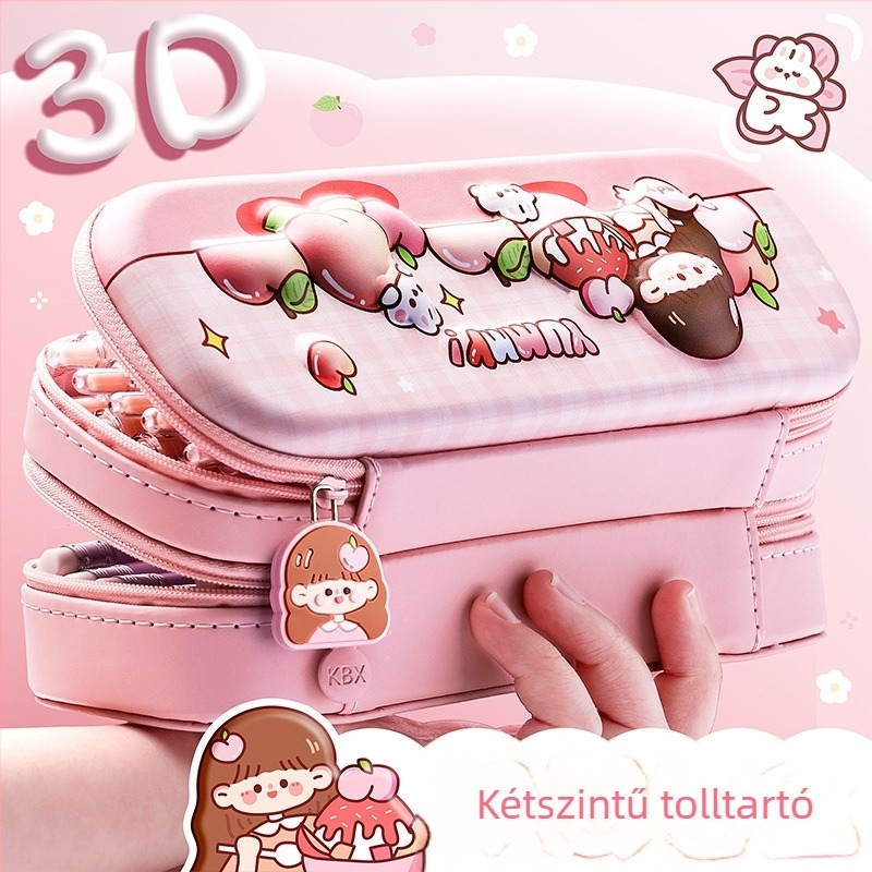 Kaba Bear 3D tolltartó, EVA, koreai stílus, kétoldalas, uniszex