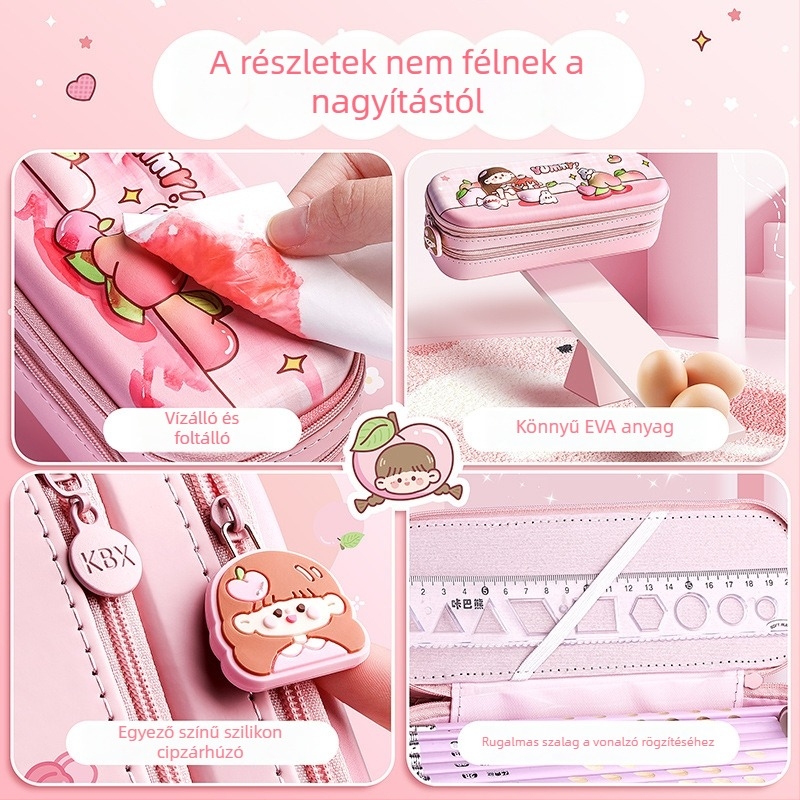 Kaba Bear 3D tolltartó, EVA, koreai stílus, kétoldalas, uniszex