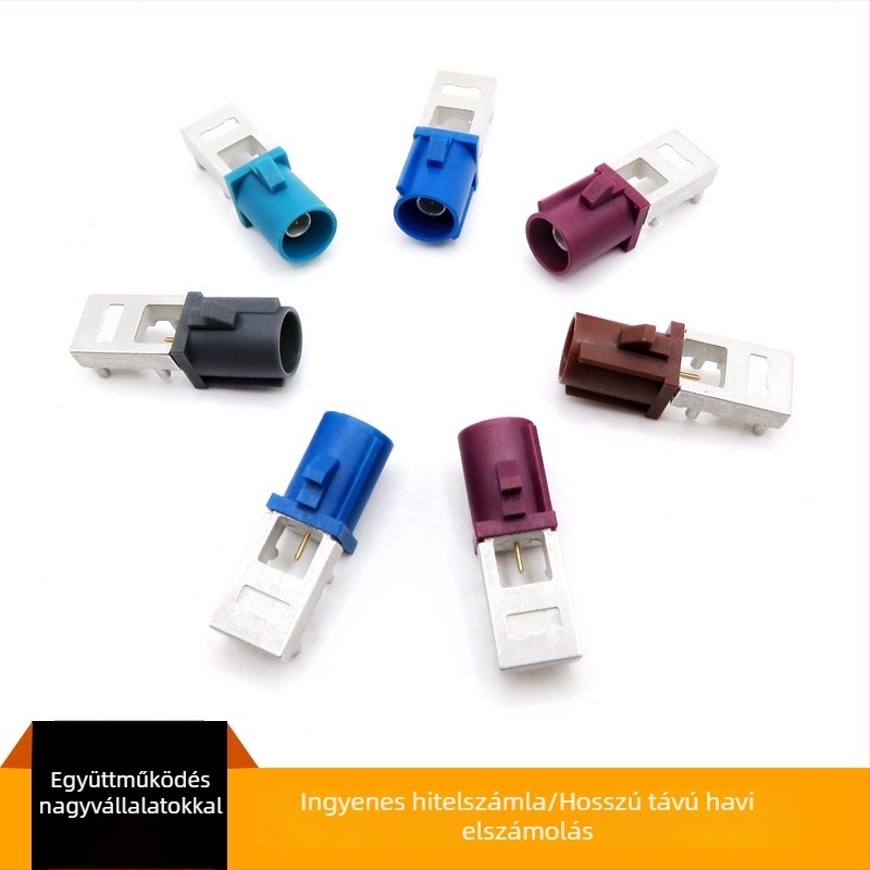 FAKRA autóantenna GPS RF csatlakozó, PCB végcsatlakozás, 4-pins réz izolátor