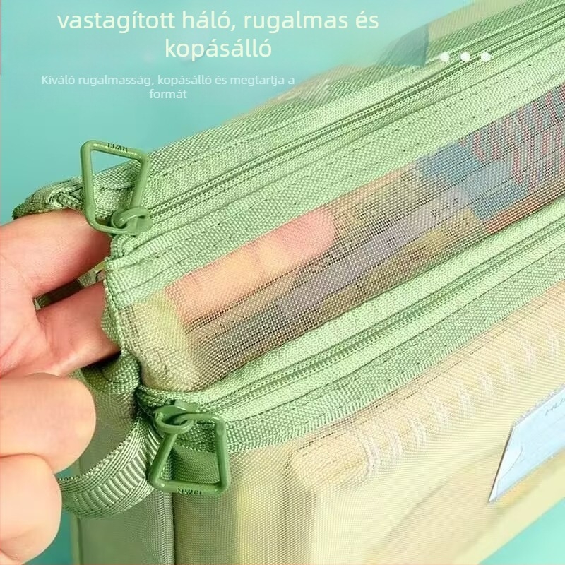 Kétoldalas tanulótáska, nagy kapacitású könyv- és dokumentumtáska, átlátszó hordozható tároló a vizsgalapok számára, nejlon, zárt