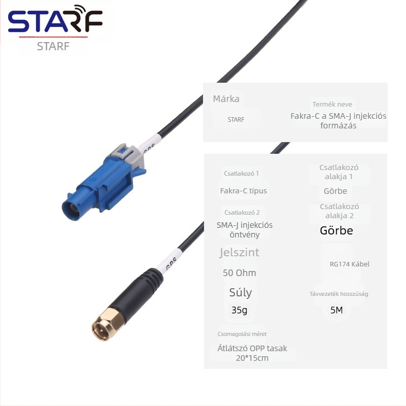 Fakra C–SMA férfi injekciós öntött kamera GPS antenna meghosszabbító kábel RG174 izolátor: vas teflon