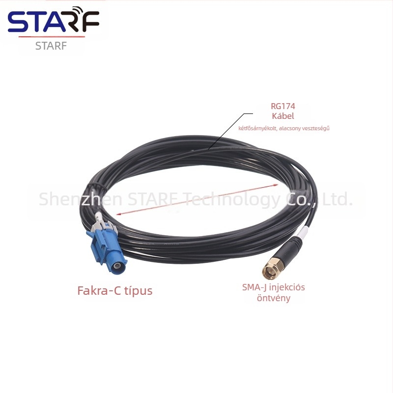 Fakra C–SMA férfi injekciós öntött kamera GPS antenna meghosszabbító kábel RG174 izolátor: vas teflon
