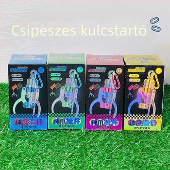 Mini karmás gép kulcstartó – autómedál, műanyag, stresszoldó játék, ajándékötlet