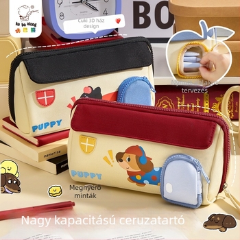 Ház formájú tolltartó, Kappa Bear márka, Oxford anyag, textil stílus, általános célú