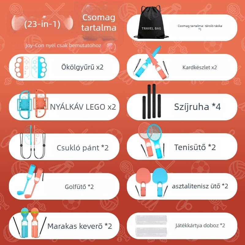 Switch2 Gen 23-in-1 mozgásos sportkészlet (Switch2 gazdával kompatibilis, Joy-Con2 fogantyú, ABS anyag, eredeti játék szoftver)