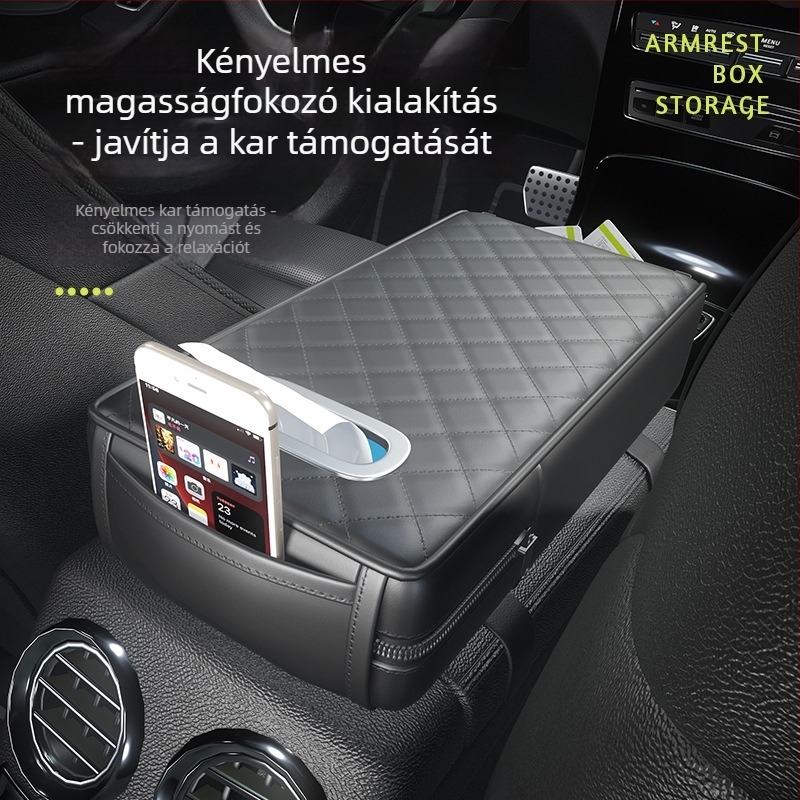 Naiduo Bőr Autókarfa Emelő Párna – Univerzális, Papírzsebkendő-doboz Tartó, Középső Multifunkcionális Alátét