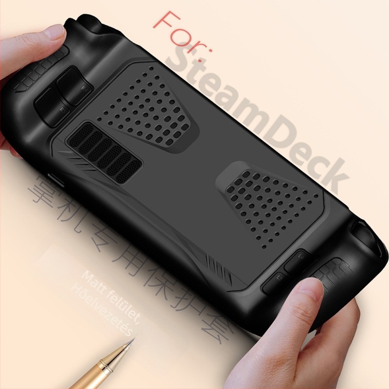 Steam Deck OLED védő TPU matt burkolat integrált hűtéssel (Anyag: TPU; Felület: matt; Gyártás: injekciós formázás; Kompatibilis: Steam Deck; Tömeg: 105 g)