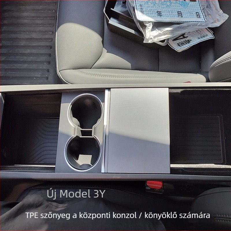 Tesla Model 3/Y Központi Konzol — Alsó Tároló Tálca, Kartámasz Belső, Vízálló, TPE Anyag