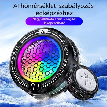 TL10 okostelefon-hűtő AI hőmérséklet-szabályozással, Type-C csatlakozás, 9V energia, anyag: ABS + alumíniumötvözet + hővezető szilikon