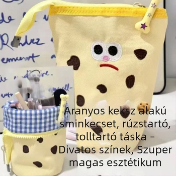 Süti alakú nylon tolltartó, hajtogatható dizájnnal és függőleges nyitással – kreatív és aranyos iskolai kellék