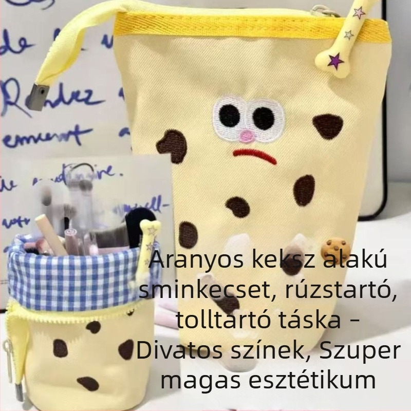 Süti alakú nylon tolltartó, hajtogatható dizájnnal és függőleges nyitással – kreatív és aranyos iskolai kellék