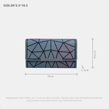 Férfi hosszú PU bőr pénztárca, geometriai mintázat, fényes, városi minimalist stílus