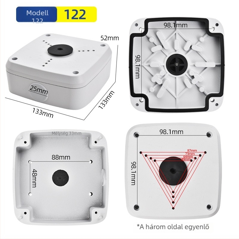Alumíniumötvözetű megfigyelő tartó rejtett kábeldobozzal, univerzális beltéri/kültéri használatra, falra szerelhető vagy lógatható kupola kamerákhoz, négyzetes alap