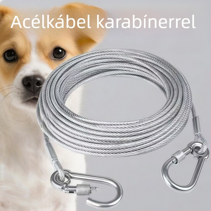 Kutyapóráz acélhuzalból, erős, nem nyújtható, harapásálló, nagy, kis és közepes méretű kutyáknak