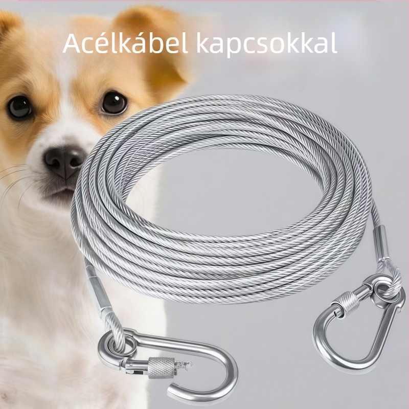 Kutyapóráz acélhuzalból, erős, nem nyújtható, harapásálló, nagy, kis és közepes méretű kutyáknak