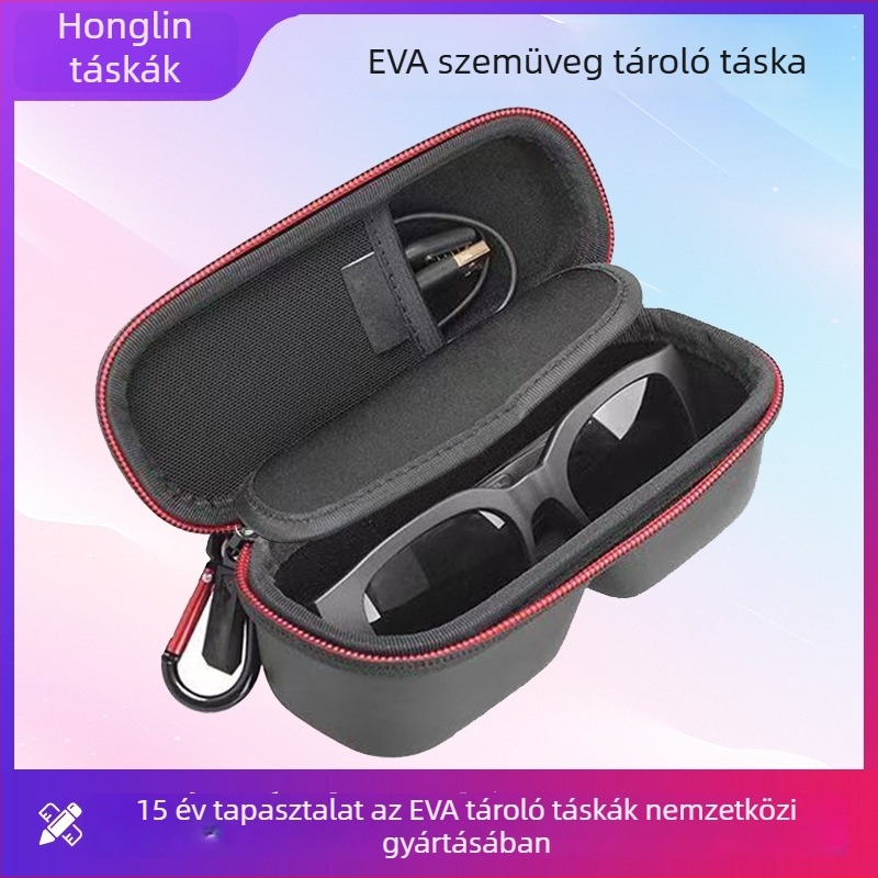 XREAL One-hoz EVA kemény szemüvegtok — vízálló kialakítás, 10 kg teherbírás, EVA kompozit anyag textil bevonattal, forró préselés, varrás és nyomtatás