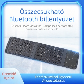 Háromszor hajtogatható Bluetooth billentyűzet érintőpad-dal – ultra vékony, újratölthető, csendes, kompatibil okostelefonokkal és tabletekkel