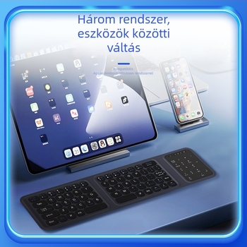 Háromszor hajtogatható Bluetooth billentyűzet érintőpad-dal – ultra vékony, újratölthető, csendes, kompatibil okostelefonokkal és tabletekkel