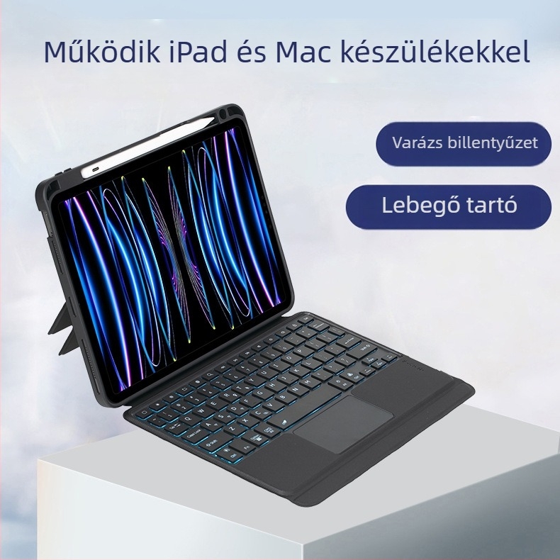 iPad 10. generációs védőtok Bluetooth billentyűzettel, vezeték nélküli billentyűzet (Megjelent 2022)