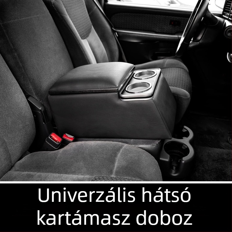 Hátsó ülés középső kartámasz konzol pohártartóval és puha párnával, faanyagból, 4 kg, testreszabható feldolgozás, univerzális hátsó üléshez