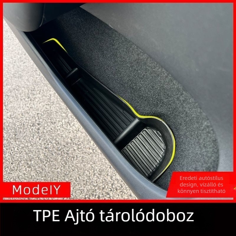 Tároló tálca belső ajtópanelhez és középső kartámasz tárolóhoz a Tesla Model 3/Y-hoz, műanyag, ragasztóval szerelhető