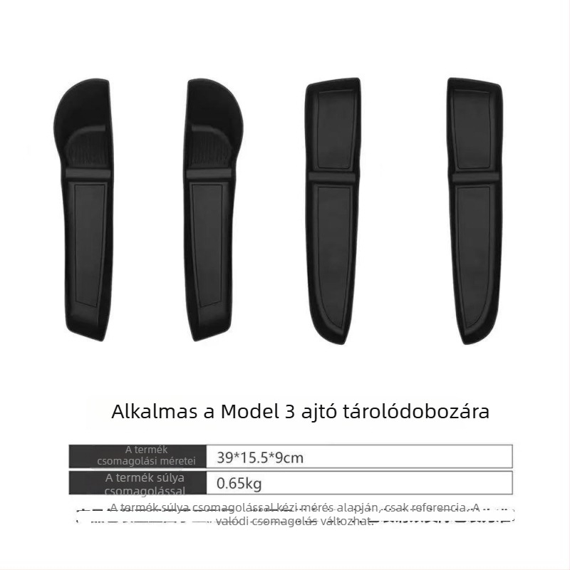 Tároló tálca belső ajtópanelhez és középső kartámasz tárolóhoz a Tesla Model 3/Y-hoz, műanyag, ragasztóval szerelhető