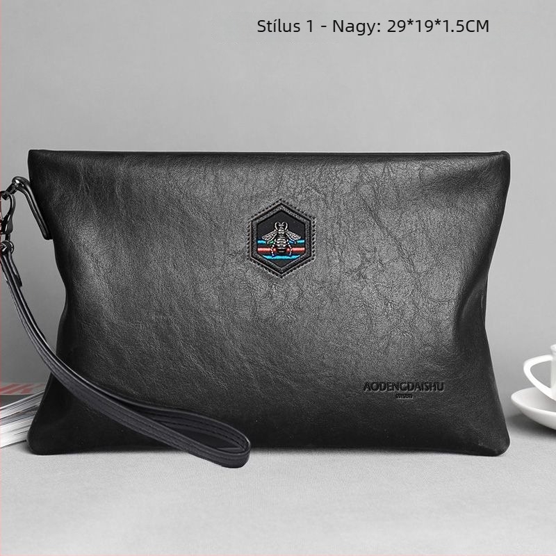 Férfi PU bőr clutch táska - Nagy kapacitású, Mikroszálas bélés, Márka Unique