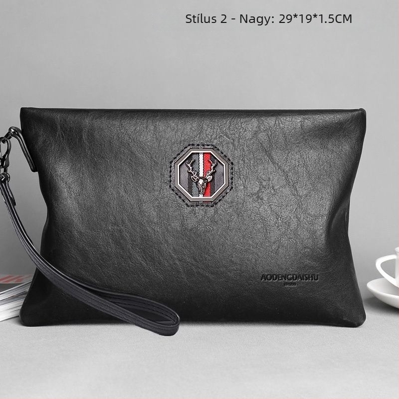 Férfi PU bőr clutch táska - Nagy kapacitású, Mikroszálas bélés, Márka Unique