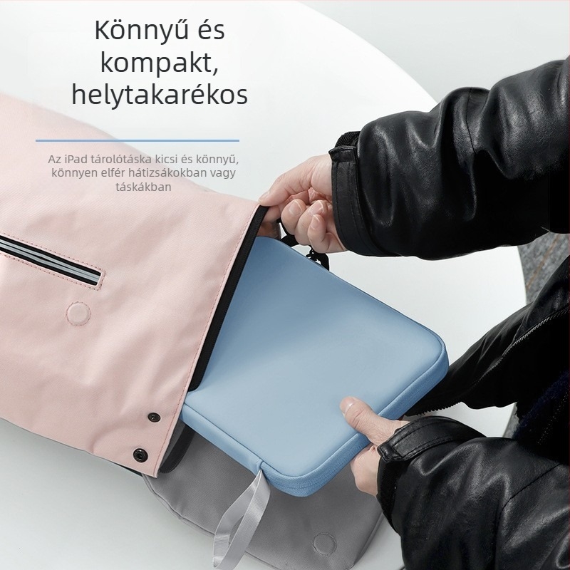 Új stílusú tabletás és laptop táska, minimalist, hordozható, vízálló és csúszásmentes PU anyaggal, 12,9 és 10,9 colos készülékekhez.