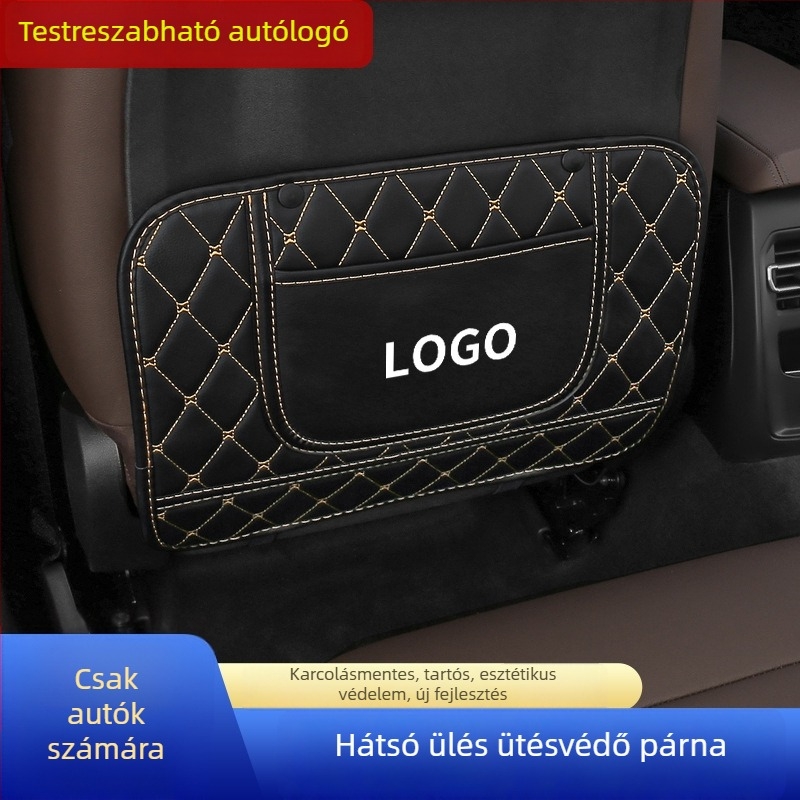 Bőr autóülés hátulsó védő párna gyerekeknek, karikatúra dizájn, négy évszakos, pillangó-diamant alak, nyomtatott logó