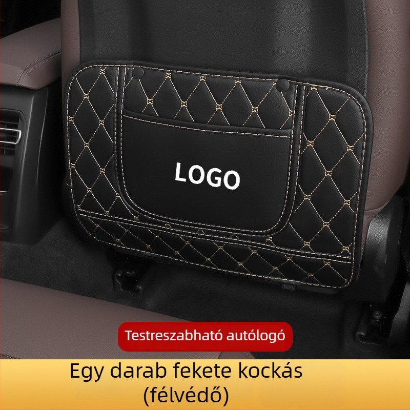 Bőr autóülés hátulsó védő párna gyerekeknek, karikatúra dizájn, négy évszakos, pillangó-diamant alak, nyomtatott logó