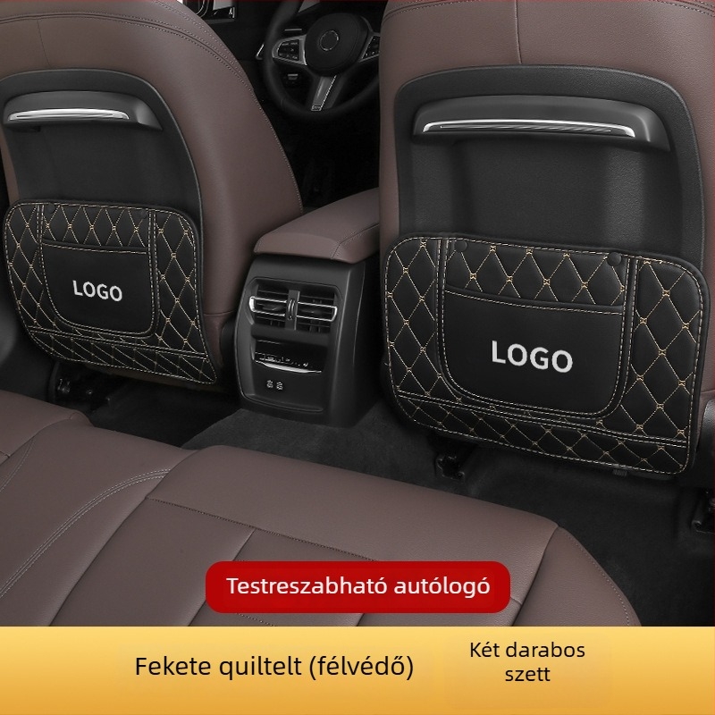 Bőr autóülés hátulsó védő párna gyerekeknek, karikatúra dizájn, négy évszakos, pillangó-diamant alak, nyomtatott logó