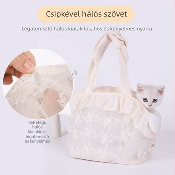 Állatbarát táska, légáteresztő hálós válltáska macskáknak és kutyáknak, csíkos minta, közepes puhaság, kapacitás: nagy/kicsi