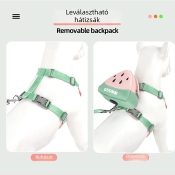 Kis kutya mellényes hám behúzható pórázzal – poliészter