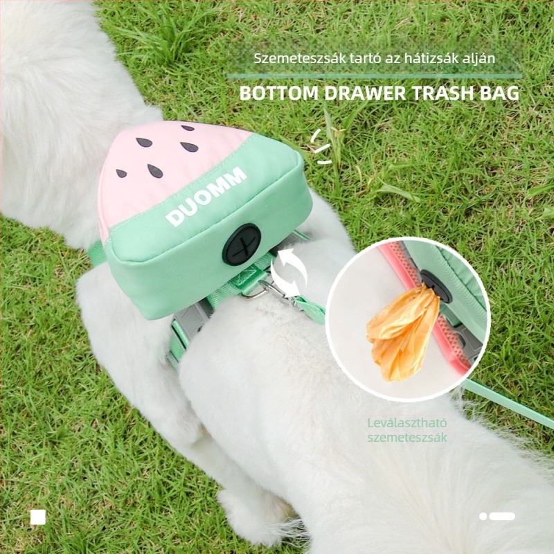 Kis kutya mellényes hám behúzható pórázzal – poliészter