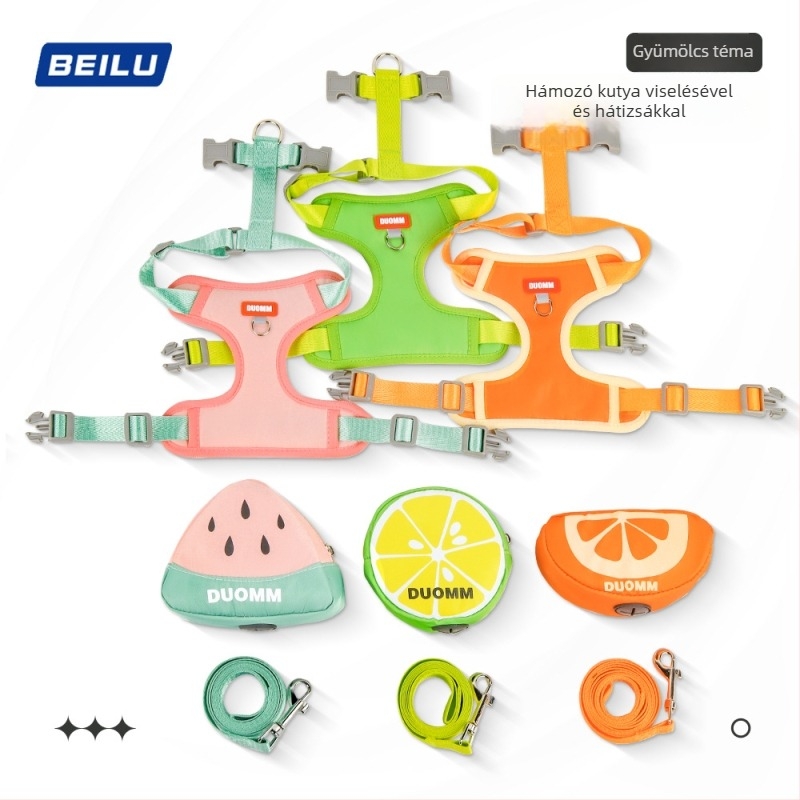 Kis kutya mellényes hám behúzható pórázzal – poliészter