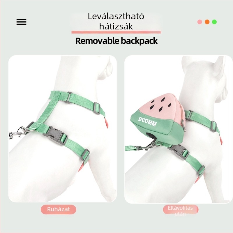 Kis kutya mellényes hám behúzható pórázzal – poliészter