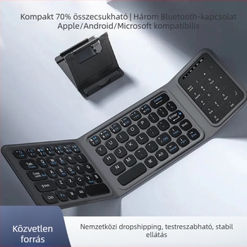 Vezeték nélküli összecsukható Bluetooth billentyűzet iPadhez, táblagépekhez, Android telefonokhoz és számítógépekre – vékony, hordozható, ergonómikus