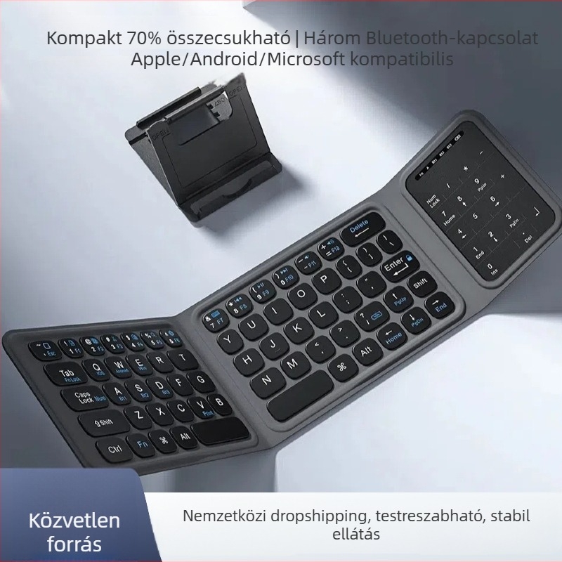 Vezeték nélküli összecsukható Bluetooth billentyűzet iPadhez, táblagépekhez, Android telefonokhoz és számítógépekre – vékony, hordozható, ergonómikus
