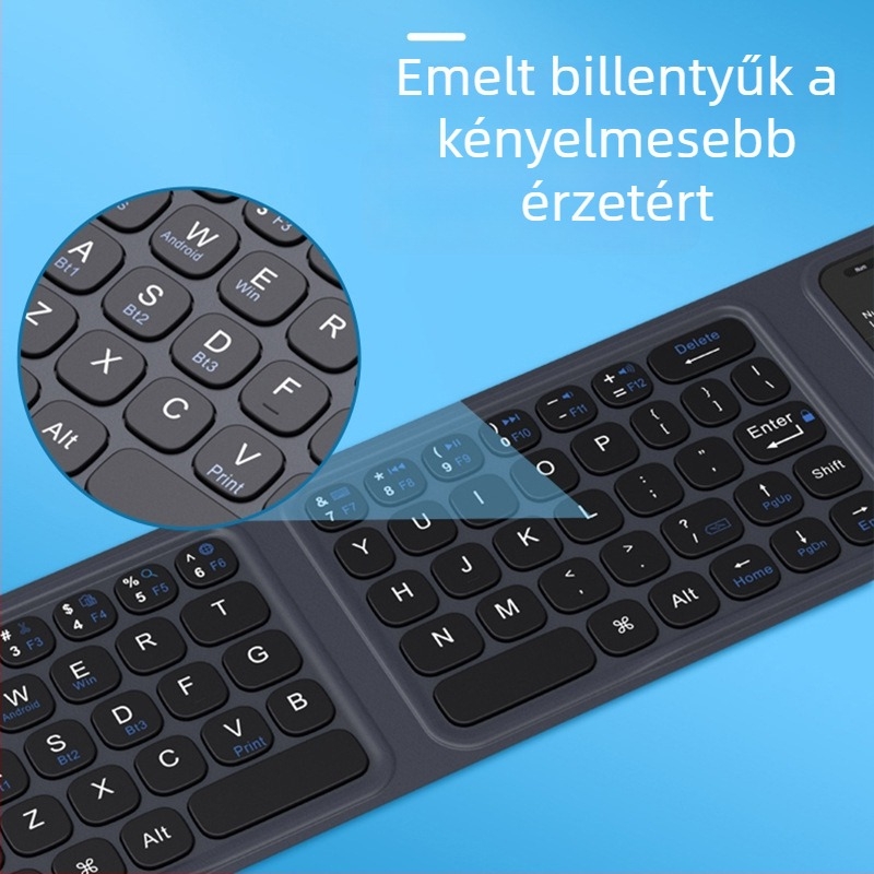 Vezeték nélküli összecsukható Bluetooth billentyűzet iPadhez, táblagépekhez, Android telefonokhoz és számítógépekre – vékony, hordozható, ergonómikus
