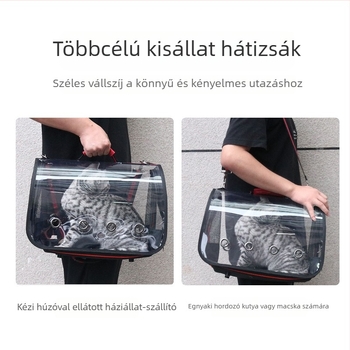 Állat szállító táska - összehajtható, lélegző, átlátszó kézitáska macskáknak; anyag PC; mintázat egyszínű; keménység közepes; kapacitás: kérjen ügyfélszolgálatot